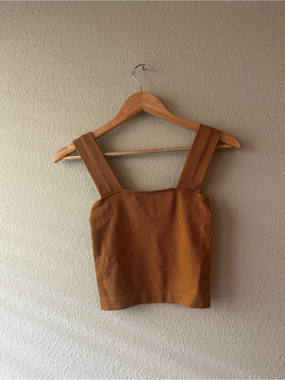 a new day Ribbed Square-Neck Crop Top in Caramel